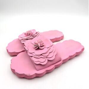 Farm Rio Floral Cloud Slide Sandal Women's Scalloped Pink Size US8 EU39